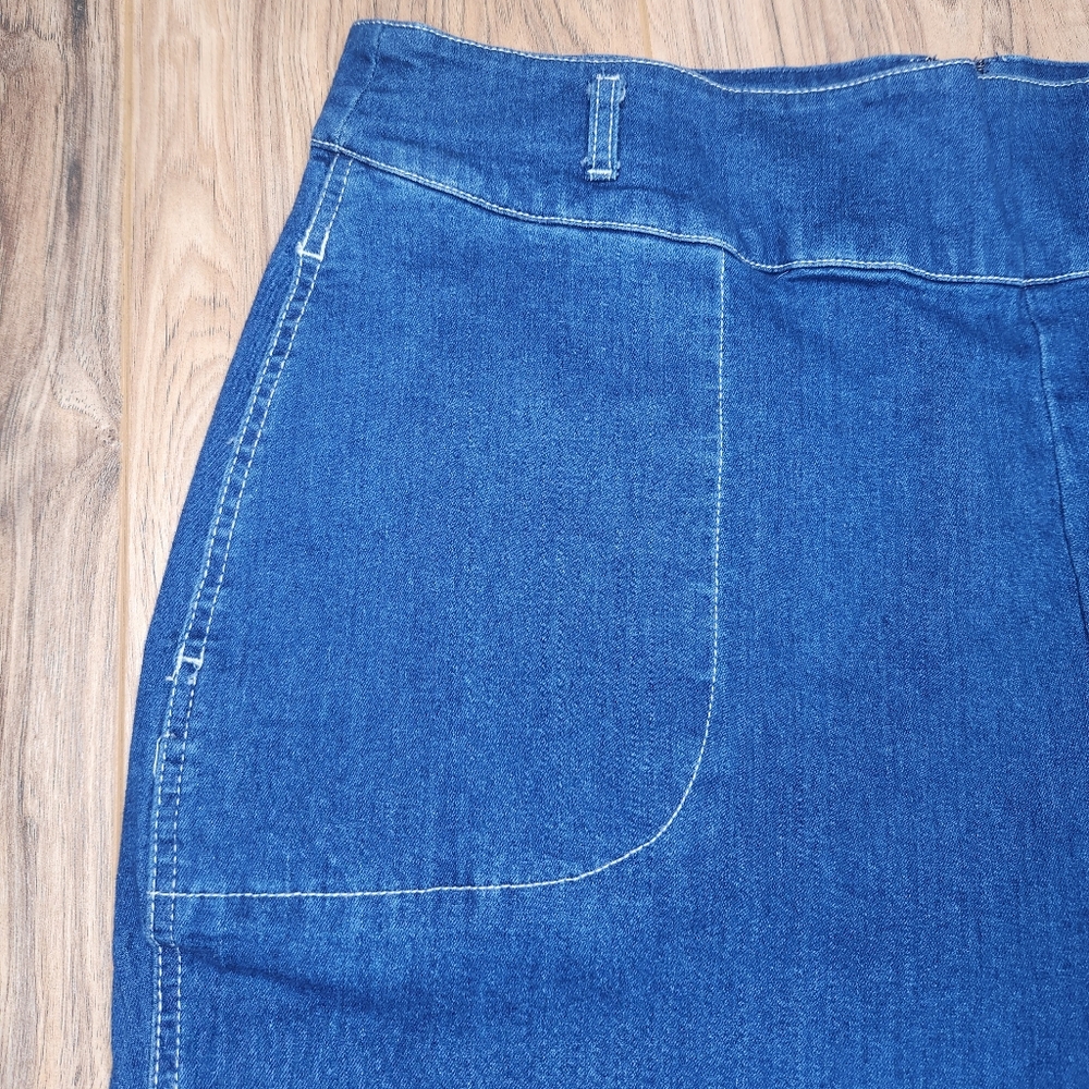 ModCloth Daydream Wide Leg Flare Jeans 16 Zip Back Retro Stylish - Picture 6 of 11